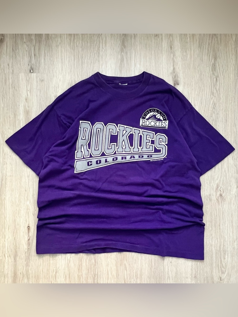 Vintage 90s Colorado Rockies Pro Player T Shirt Mens XL Purple MLB Baseball